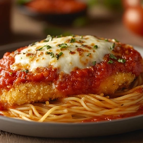 Chicken Parmigiana with Spaghetti