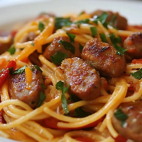 Sausage & Peppers with Spaghetti