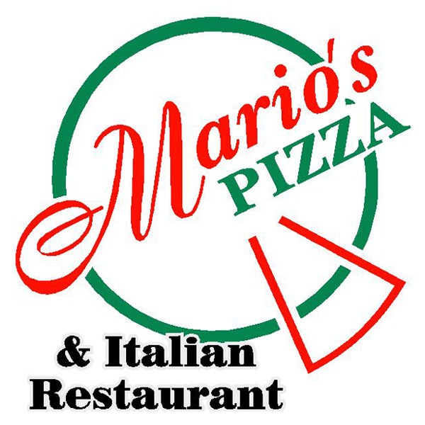 Marios Pizza logo.