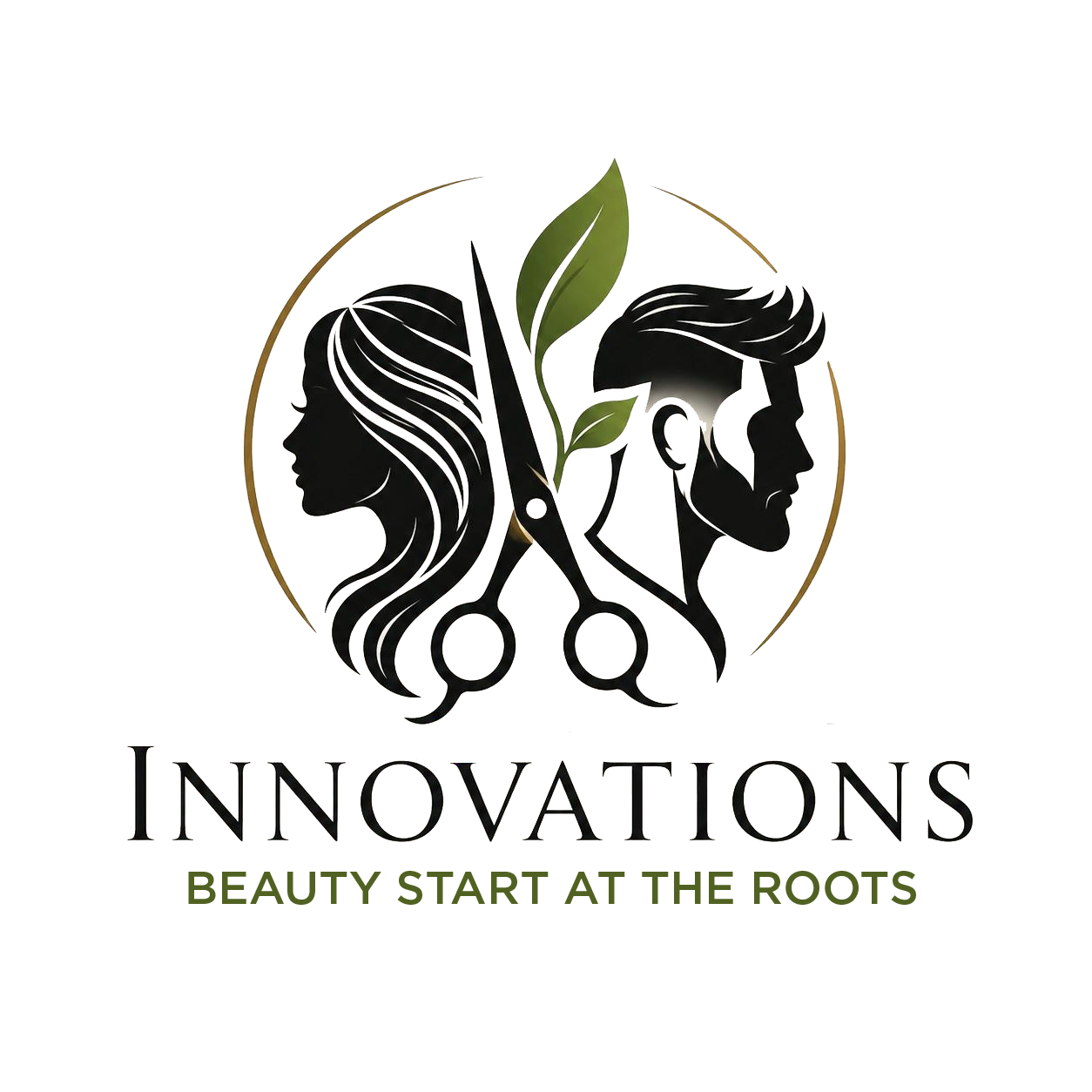 Innovations Beauty Salon and Barber Shop logo.